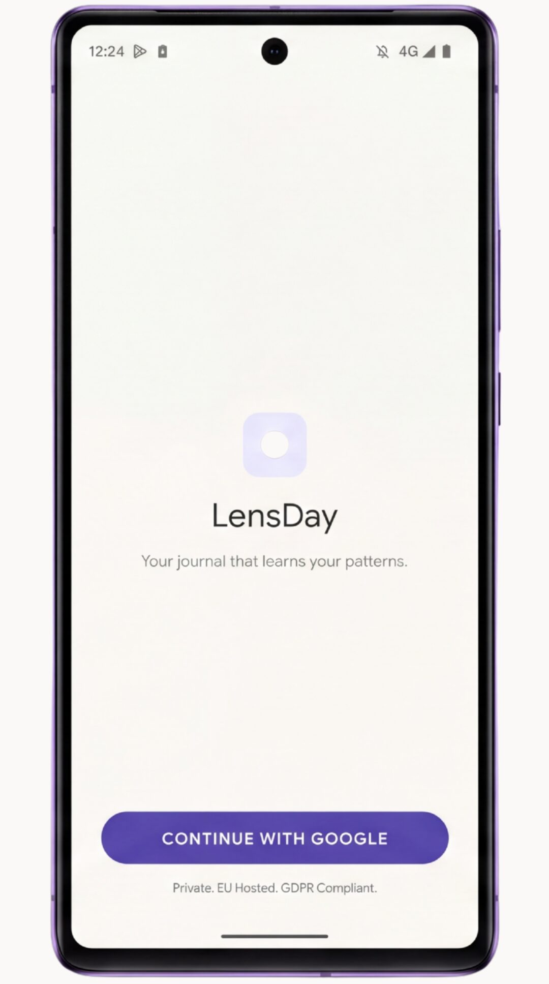 The LensDay welcome screen