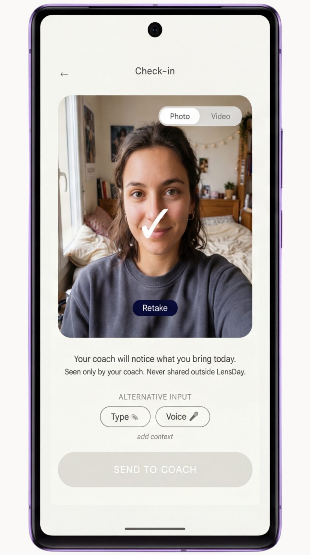 Adding a photo to a check-in