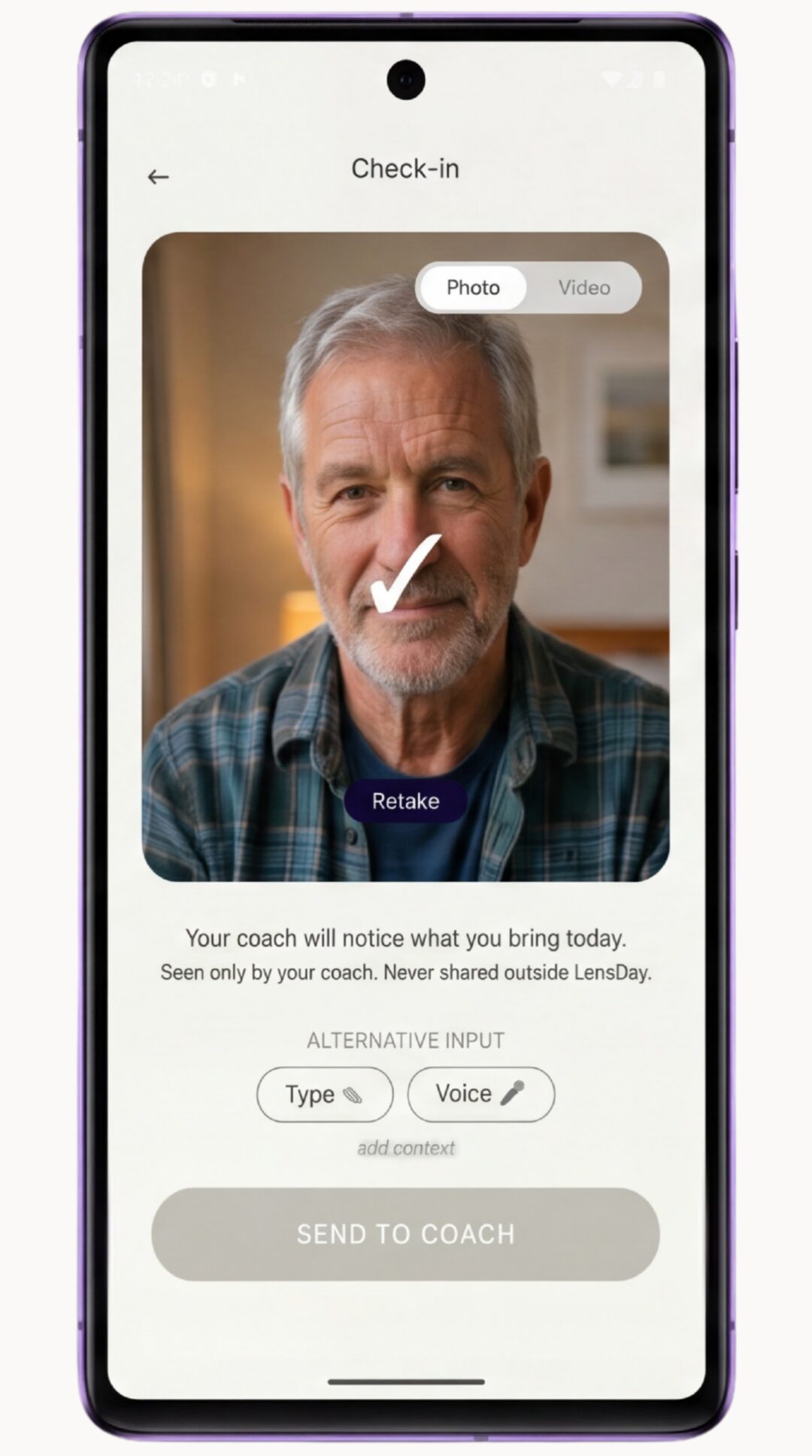 Adding a photo to a check-in
