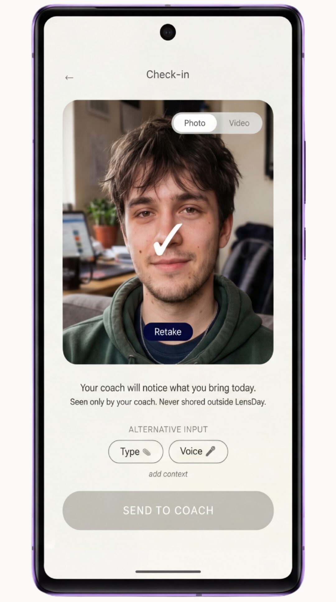 Adding a photo to a check-in