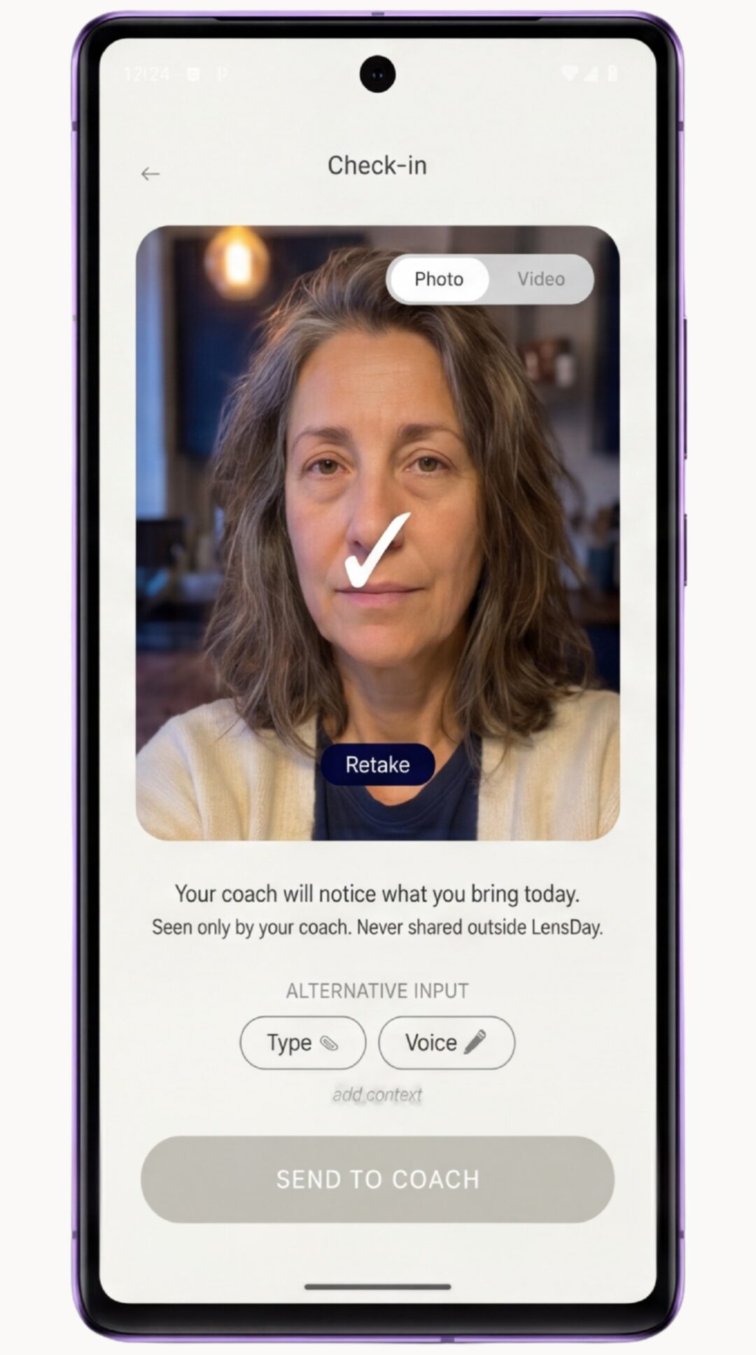Adding a photo to a check-in