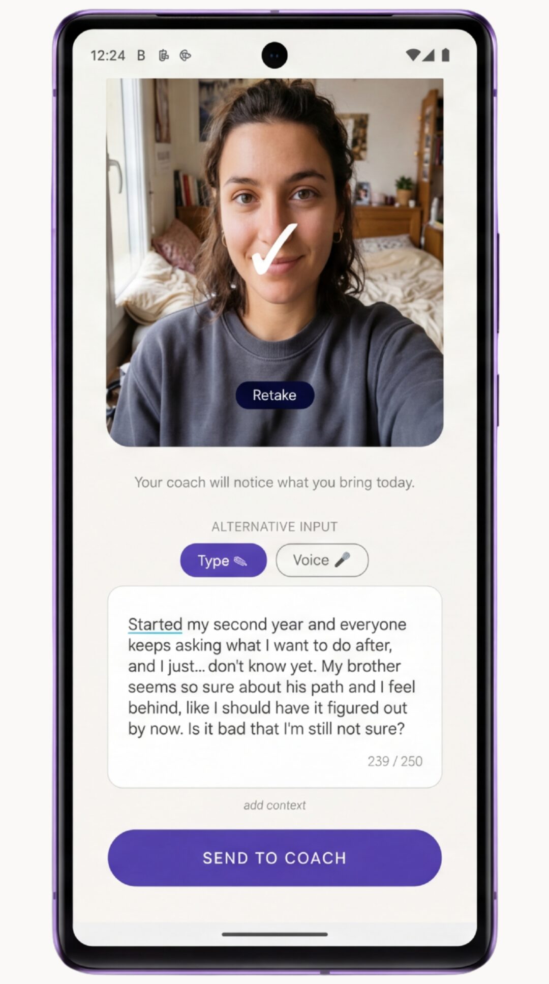 A photo check-in with a few words