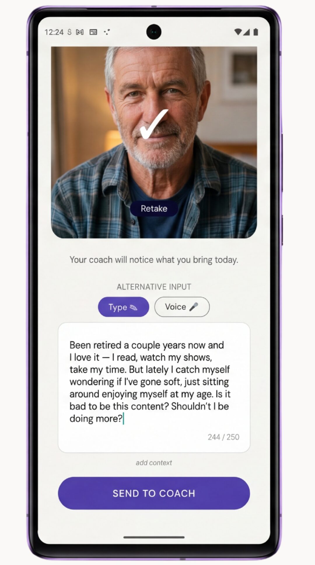 A photo check-in with a few words