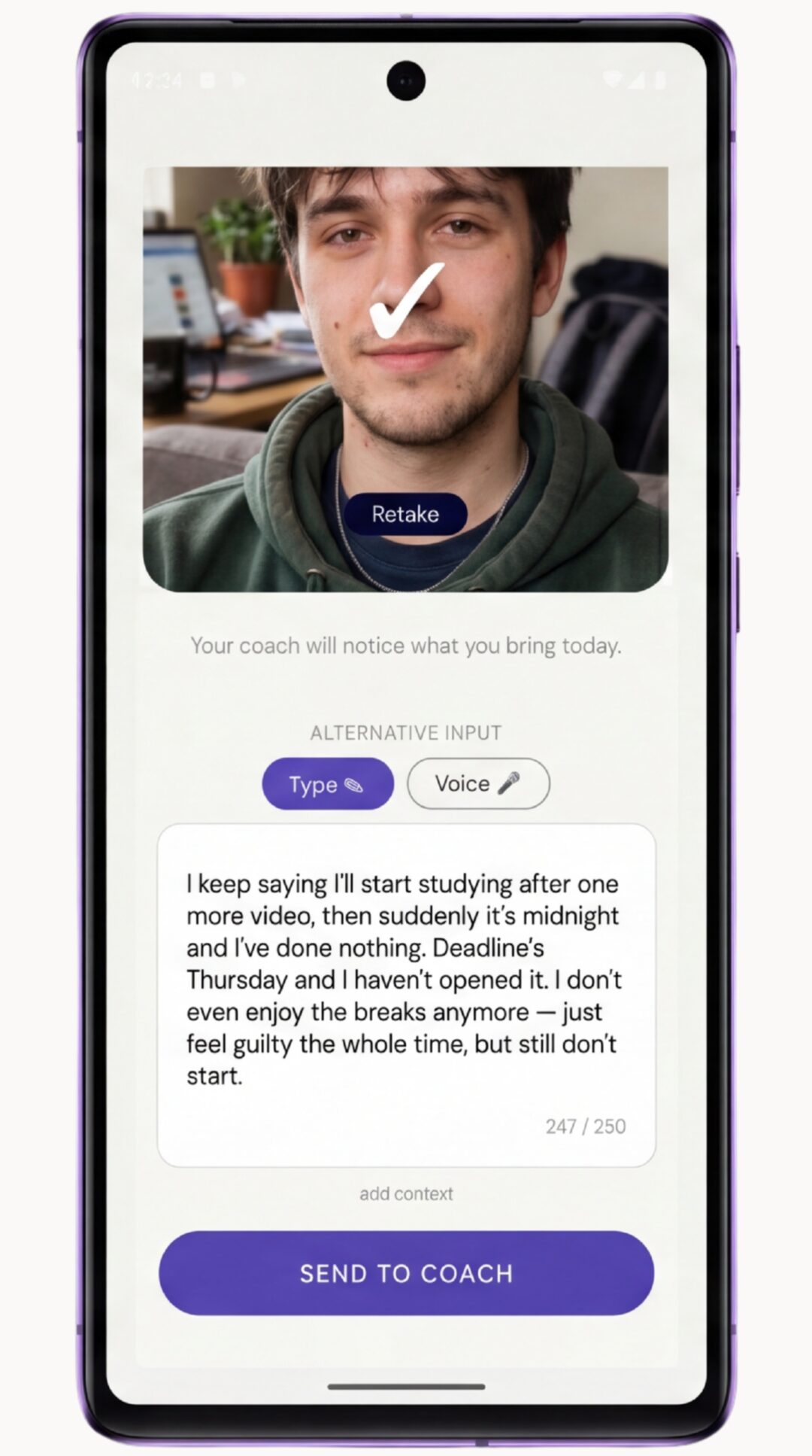 A photo check-in with a few words