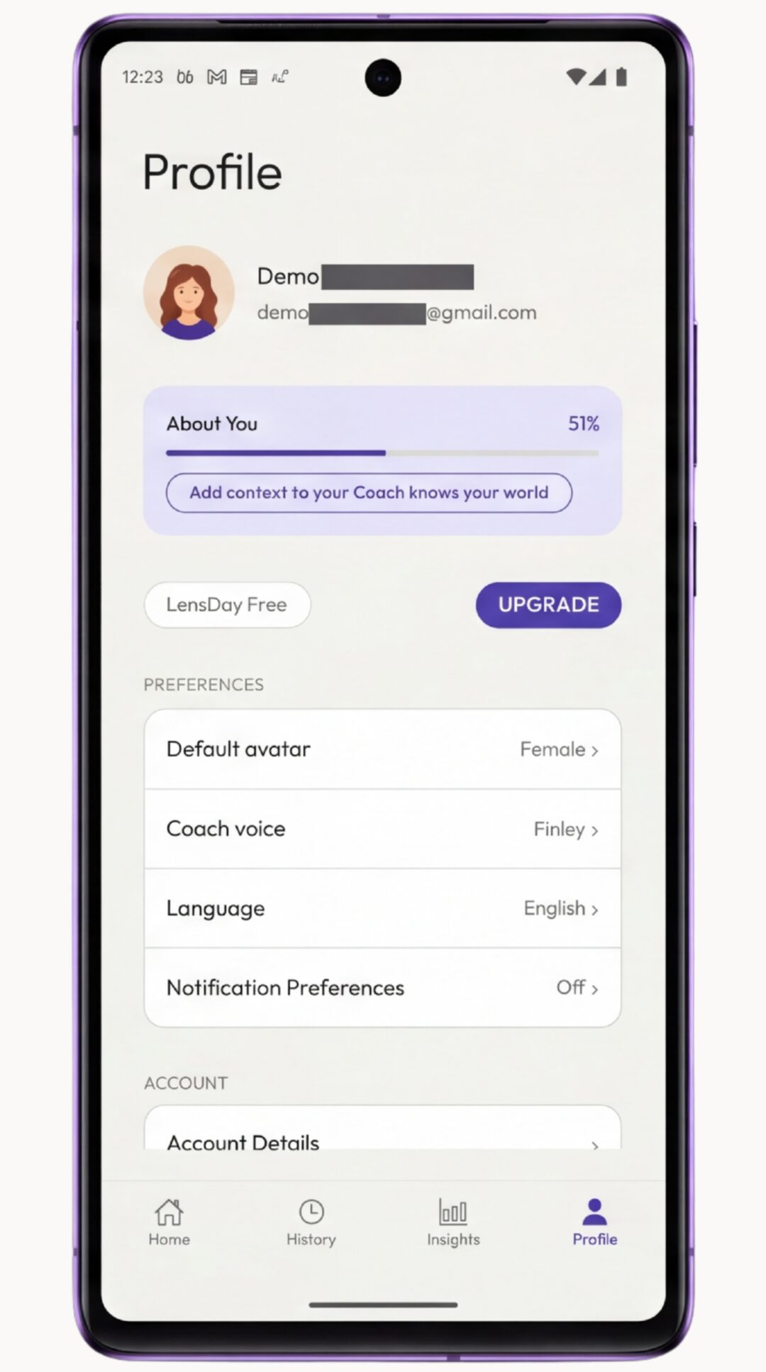 Your Profile screen