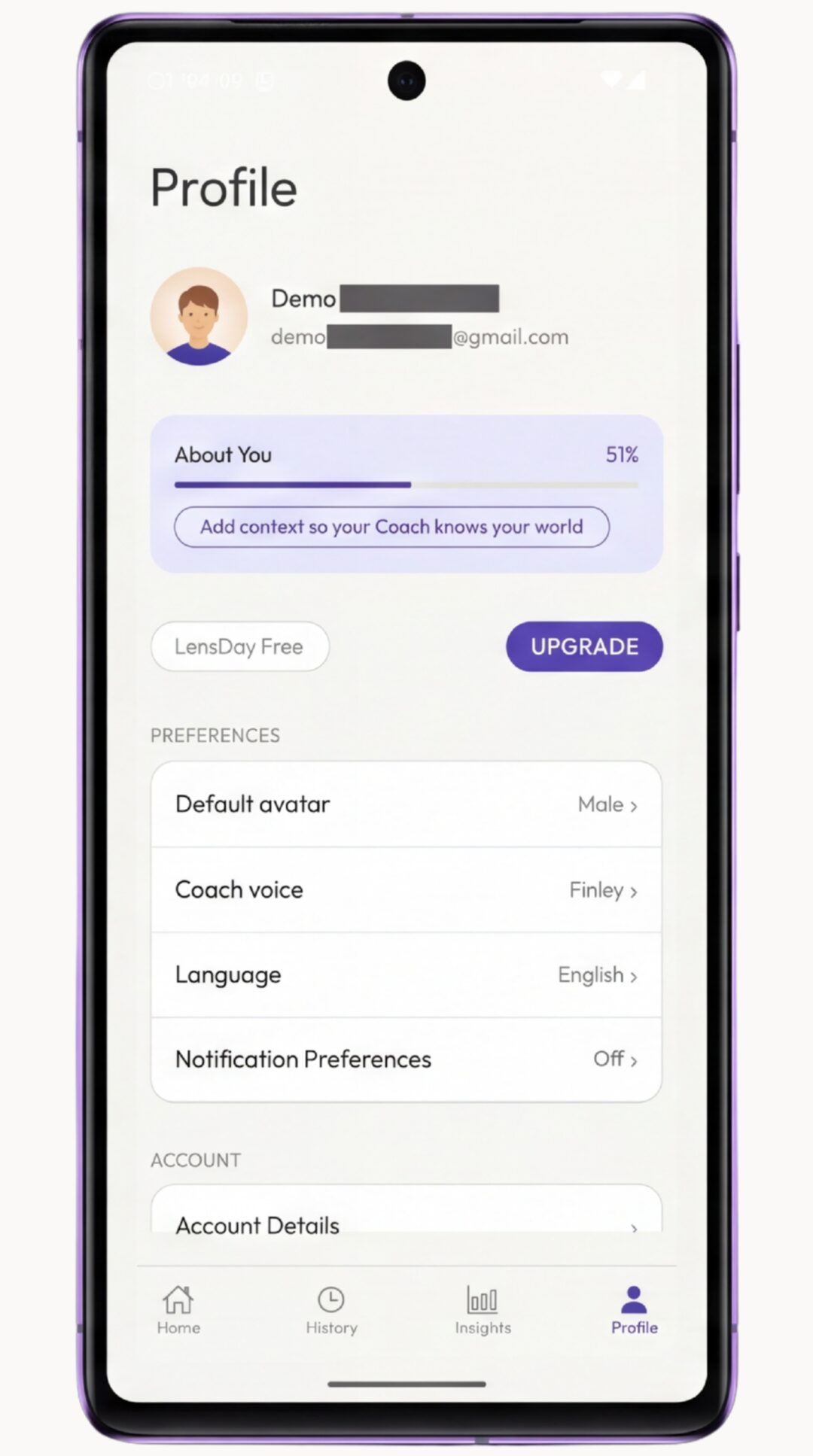Your Profile screen