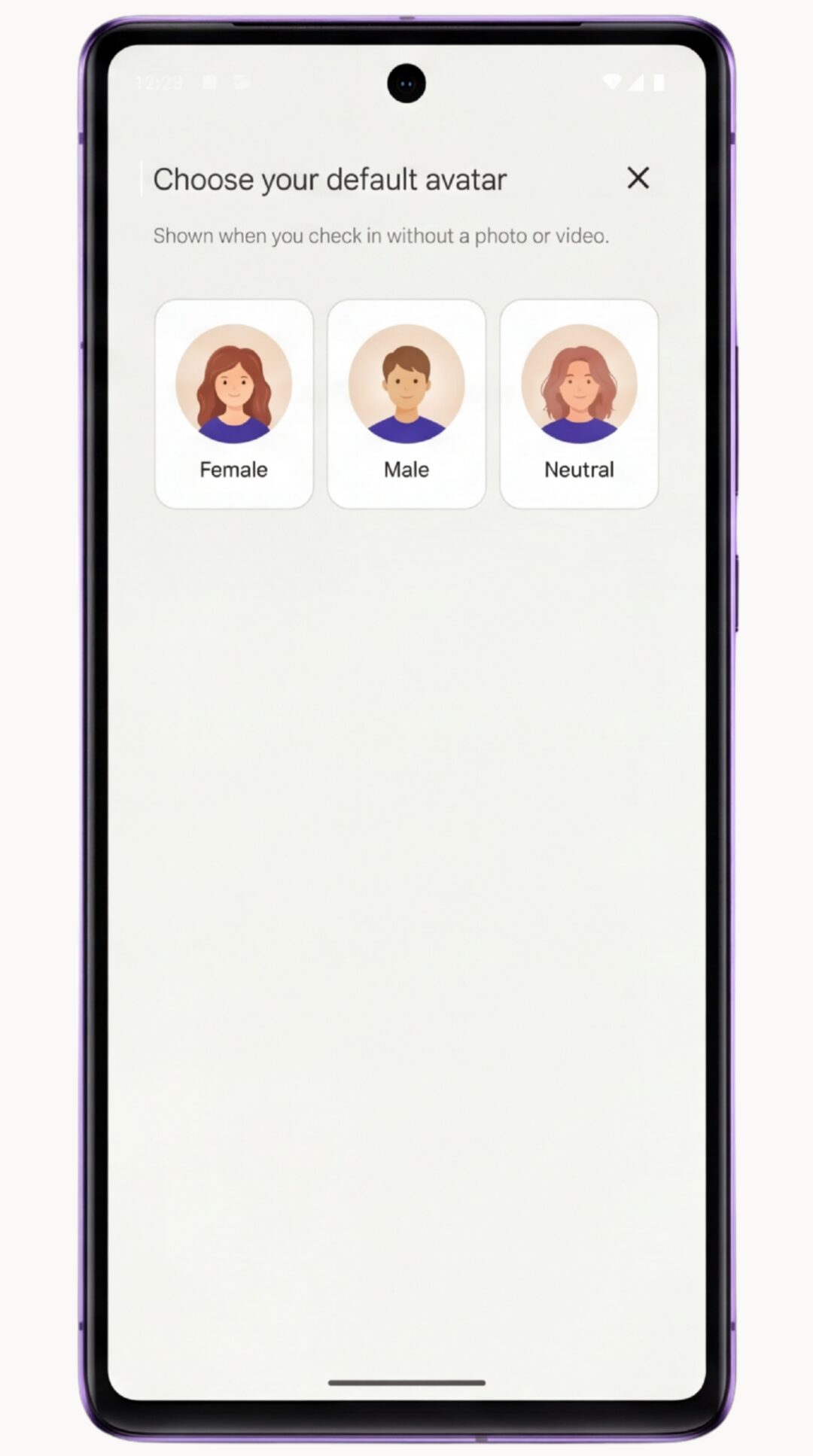 Choosing your default avatar