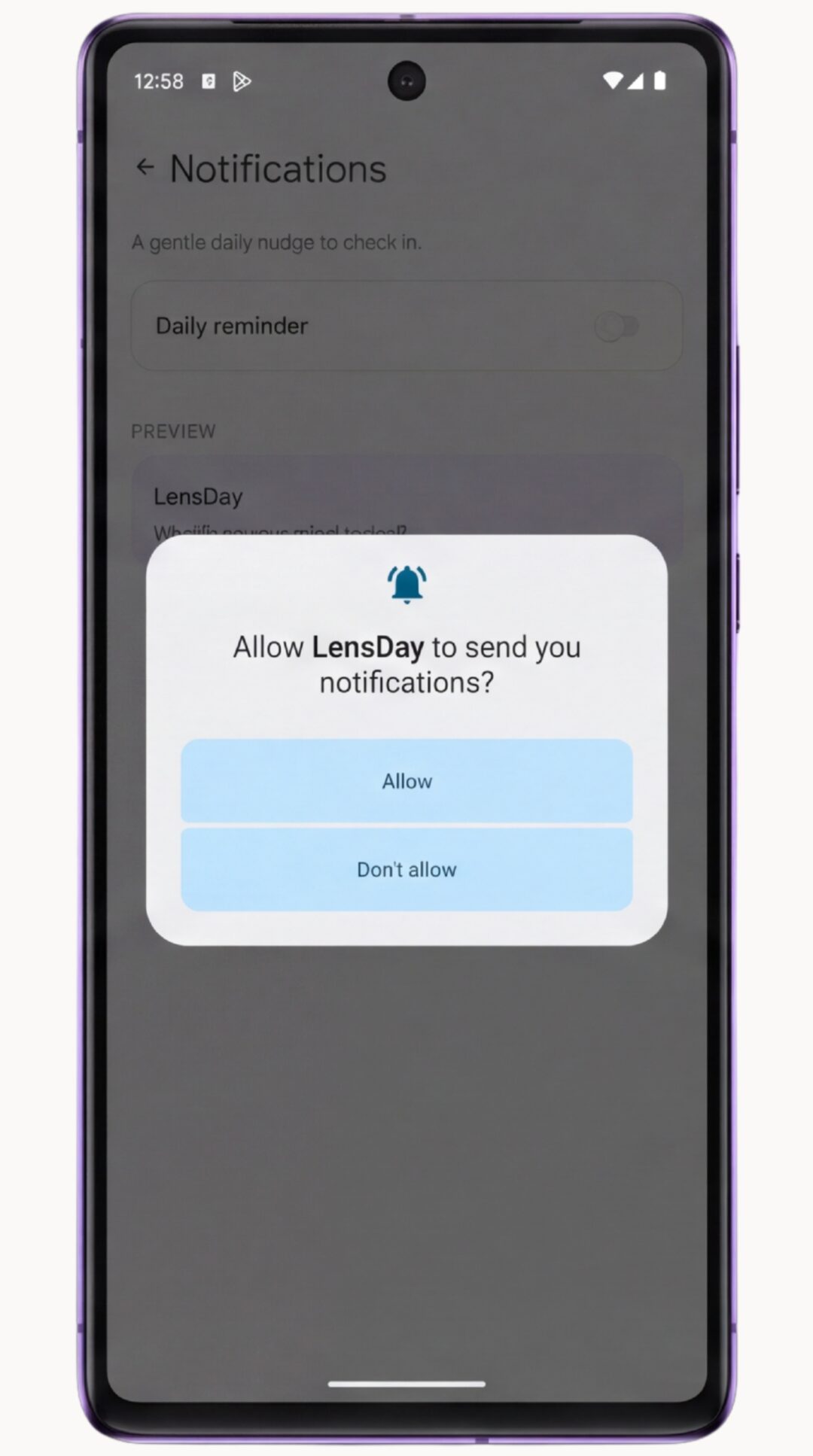 Allowing notifications
