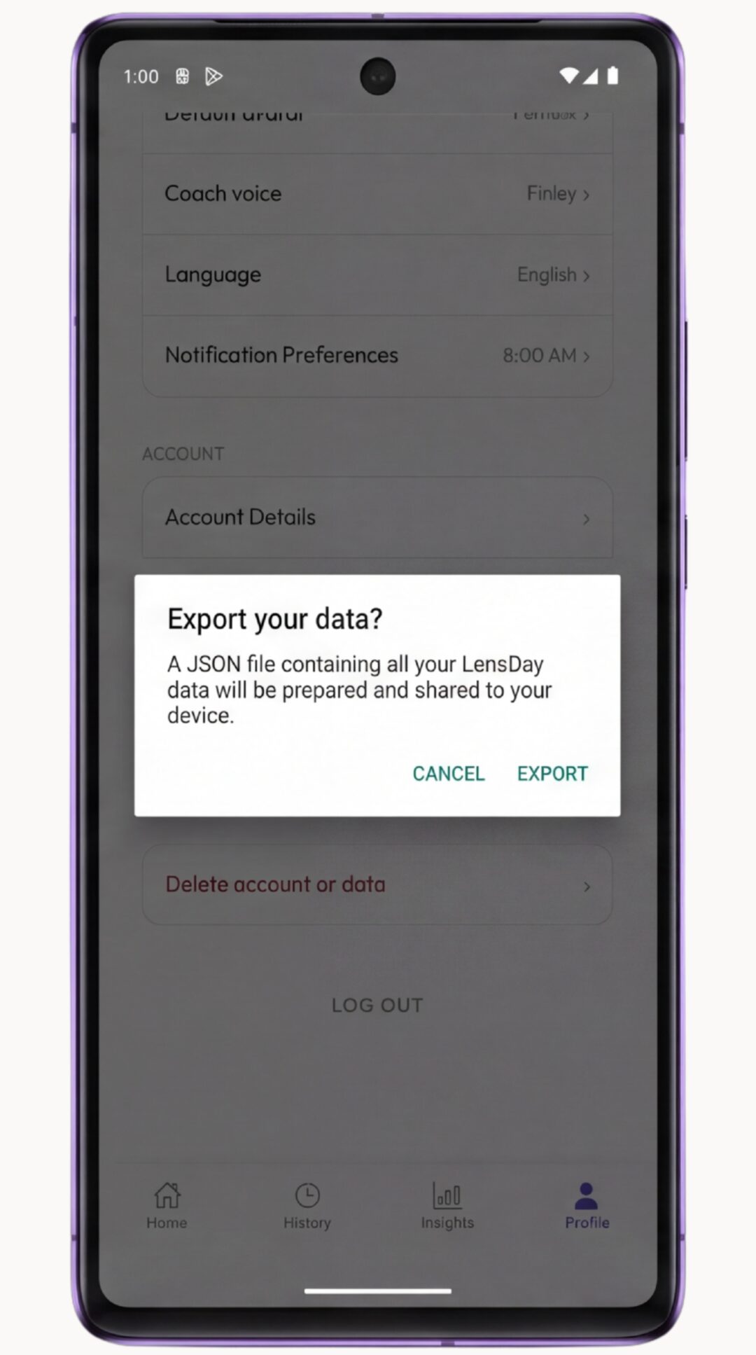Exporting your data
